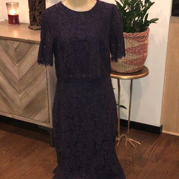 ASOS TALL Navy Lace Crop Top Midi Pencil Dress - Picture 5 of 6